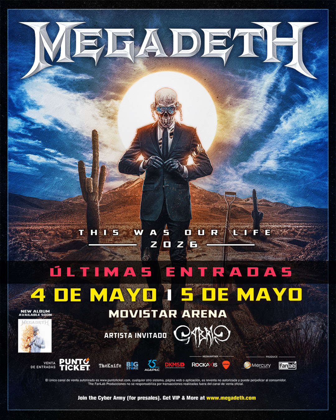 Cabrio abrirá los últimos shows de Megadeth en Chile